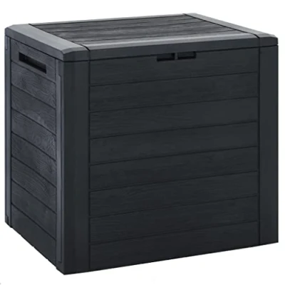 Image of vidaXL Garden Storage Box in Anthracite Polypropylene Outdoor Tool Chest/Bin, 140L Capacity, Lockable Lid for Patio, Terrace, Indoors