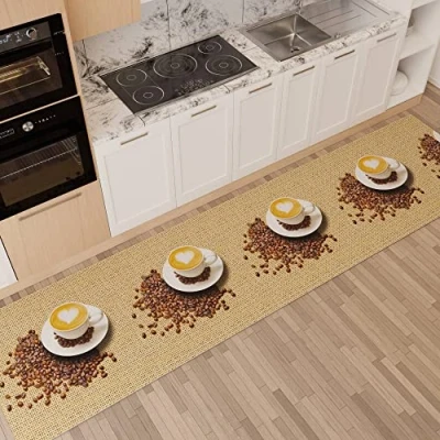 Image of PETTI Artigiani Italiani Kitchen Rug, Mats, Runners, Runner Rugs, Washable Non Slip Rugs 100% Made in Italy, Coffee 1