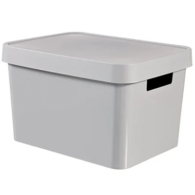 Image of Curver Storage Box Infinity with lid 17L in Light Grey, 36.3x27x22.2 cm