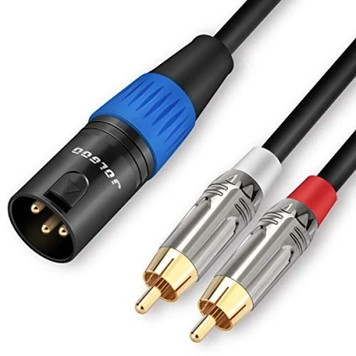 Image of JOLGOO Unbalanced Dual RCA to XLR Male Y Splitter Patch Microphone Cable, 1 2 Adapter Cord Meter