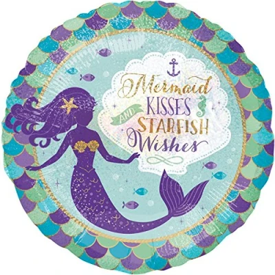 Image of (PKT) Mermaid Wishes &amp; Kisses Standard Foil Balloon S40