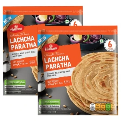Image of Haldirams Lacha Paratha, Layered Indian Flatbread, Ready to Cook Frozen 6 Pieces (Pack of 2)
