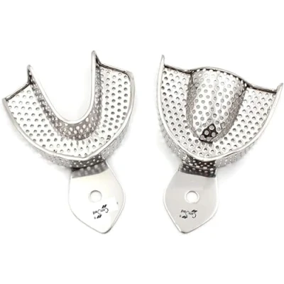 Image of Dental Impression Trays Stainless Steel Perforated Teeth Whitening Mouth Upper and Lower Set of 2 (Large Lower)