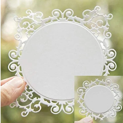 Image of Cutting Dies for Card Making, YunTrip 4Pcs Flower Lace Frame Metal Stencil DIY Scrapbooking Album Embossing Paper Cards Decorative Craft