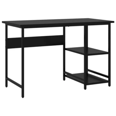 Image of vidaXL Black Office Desk with MDF and Powder Coated Metal Frame for Home Work Spaces Spacious Working Area, Industrial Charm