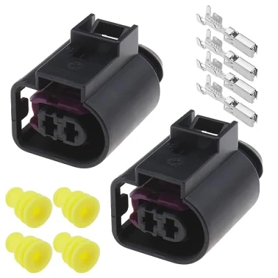 Image of Create idea 2 Sets Hole Housing Socket with Terminals Rubber Seals 4D0971992 Compatible VW Golf Audi A3 A4 A6 Q5 Horn Connector Plug