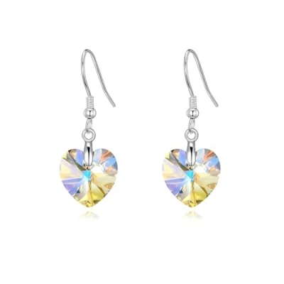 Image of Philip Jones Sterling Silver Aurora Borealis Heart Earrings Created with Zircondia® Crystals