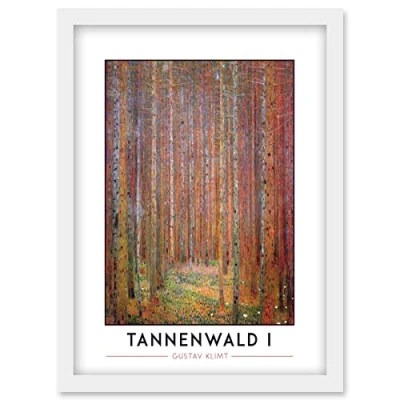 Image of Wee Blue Coo Gustav Klimt Tannenwald I Fir Forest Painting Artwork Framed Wall Art Print A4