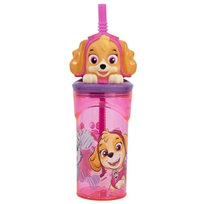 Image of Stor Paw Patrol Girls 3D Figurine Kids Drink Tumbler with Straw, Attractive Lid, BPA Free Plastic, Durable Design, 360 ml (12.17oz) Drinking Cup Great for School, Travel, Sports or Daily Use