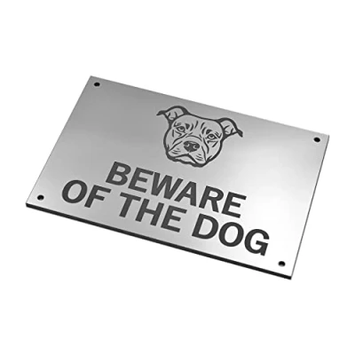 Image of Beware of the Dogs Sign Easy to See Warning, Indoor/Outdoor Notice, Deterrent (Medium Dog, Silver Staffordshire Bull Terrier)