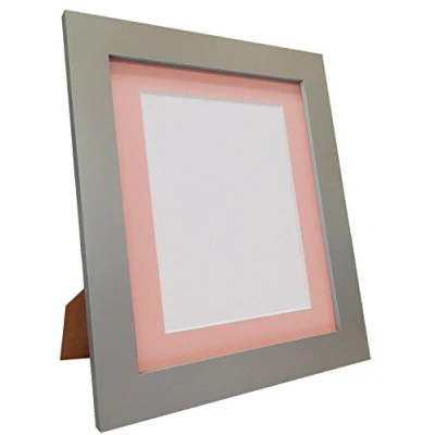Image of Metro Light Grey Photo Picture Poster Frame with Pink Mount 14 x 11 Image Size 10 8 inch