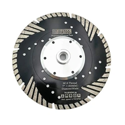Image of DT DIATOOL Diamond Turbo Saw Blade with Slant Protection Teeth 7 Inch / 180mm Cutting Disc M14 Thread for Concrete Tile Granite Marble Masonry
