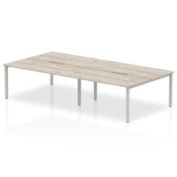 Image of Evolve Plus 1200mm B2B 4 Person Desk Grey Oak Top Silver Frame