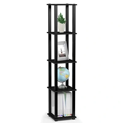 Image of Furinno Turn S Tube 5 Tier Corner Square Rack Display Shelf with Tube, Americano/Black