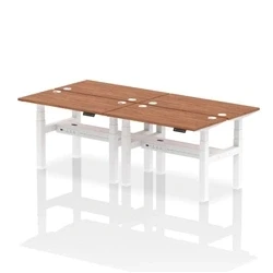 Image of Air B2B 1200x600mm Height Adjustable 4P Bench Desk CP Walnut/White