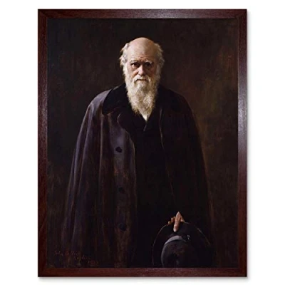 Image of Wee Blue Coo Painting Collier Portrait Scientist Charles Darwin Art Print Framed Poster Wall Decor 12X16 Inch