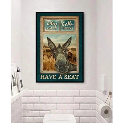 Image of Inga Donkey Why Hello Sweet Cheeks Bathroom Poster Lover Gift Funny Metal Signs 8x12 inch