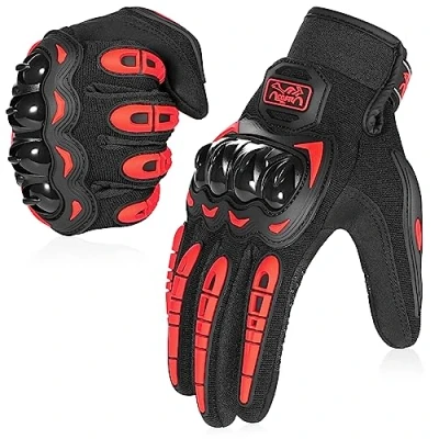 Image of COFIT Motorcycle Gloves for Men and Women, Full Finger Touchscreen Motorbike BMX ATV MTB Riding, Road Racing, Cycling, Climbing Red M