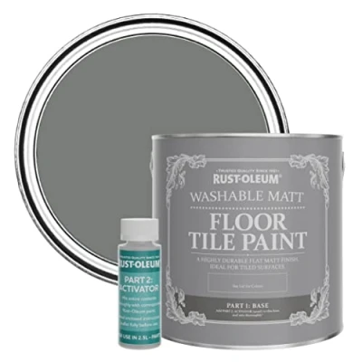 Image of Rust Oleum Grey Washable Matt Floor Tile Paint Torch 2.5L