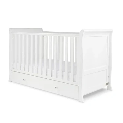 Image of Ickle Bubba Snowdon Sleigh Classic Cot Bed White (Premium Sprung Mattress)