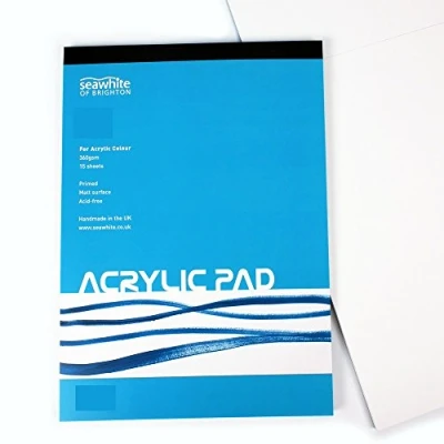 Image of Seawhite A4 Acrylic Painting Pad 360 GSM 15 Sheets Primed Matt Surface Acid Free Ideal for Students and Professional Artists