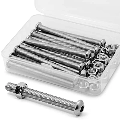 Image of (15 Sets) M6 1.0 x 70 mm Hex Socket Screws and Nuts Set 304 Stainless Steel 18 8 Round Head