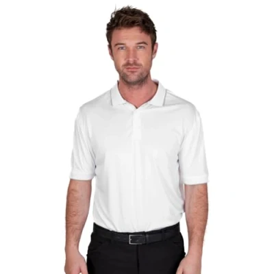 Image of Island Green IGTS1899 Mens Back Yoke Detail Stretch Quick Dry Performance Golf Polo Shirt, White, Small