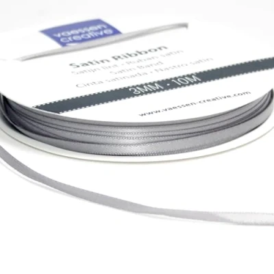 Image of Vaessen Creative Satin Ribon, Fabric, Silver, 3mm