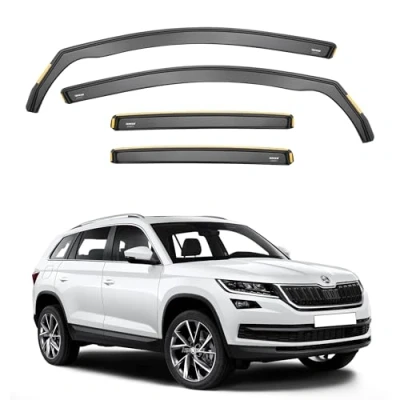 Image of ISPEED Wind Deflectors for SKODA KODIAQ MK1 2017 2024 5 Door SUV 4pc Set Keep Your Car Ventilated In Rain Reduce Turbulence Tinted Channel Type