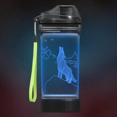 Image of CoolGift Mart Wolf Gifts, Light Up 3D Water Bottle, 14oz Tritan BPA Free Gift for Boys Girls Kids Drinking Cup Christmas Holiday