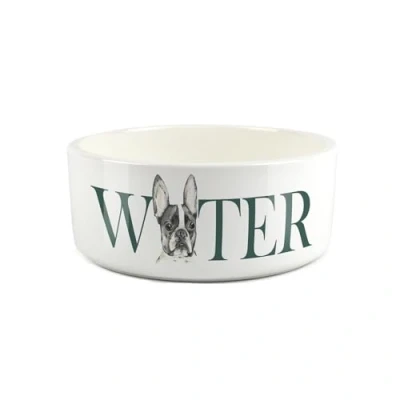 Image of Frenchie Pet Bowl French Bulldogs Large Ceramic Water White Dish For Dogs