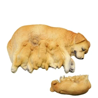 Image of Emdvsco Golden Retriever Figurine Statue Resin Tabletop Ornament, Art Sculpture for Dog Lovers, Living Room Bedroom Bookshelf Home Garden Decoration