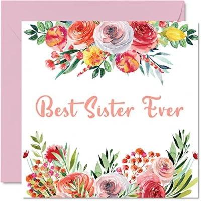 Image of Birthday Cards for Sister Best Ever Beautful Happy Card from Sis Brother, Gifts, 145mm x Sibling Greeting