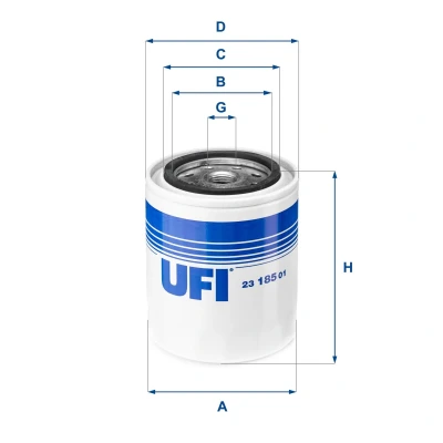 Image of UFI Filters, Oil Filter 23.185.01, Replacement Filter, Suitable for Tractors and Car, Applicable to Various Models Carraro, Gaz, Mustang, Renault Agriculture