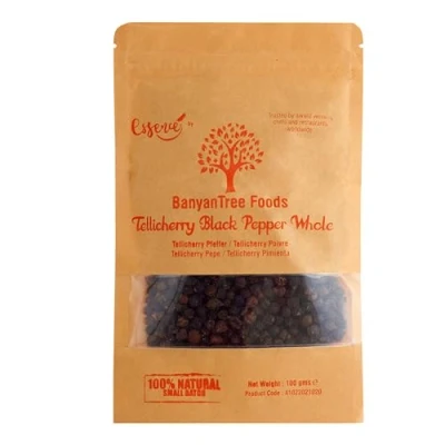 Image of BanyanTree Foods Black Pepper Whole Tellicherry 100g All Natural, Indian Origin