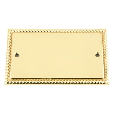 Image of Electrical Blanking Plate Double 2 Gang Polished Brass Georgian Style