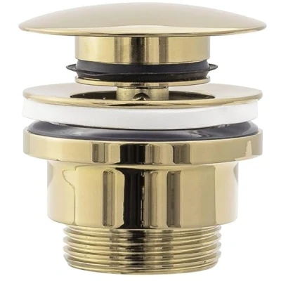 Image of Rea Universal Bathroom Sink Plug with Overflow Pop Up Waste Brass (Gold)