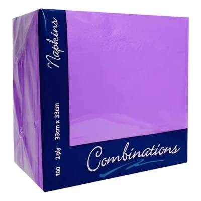 Image of Venuscello® 100 x Serviettes Paper Napkins Lavender Disposable Recyclable Tissue 2 Ply 33cm for Catering Wedding Birthday Parties