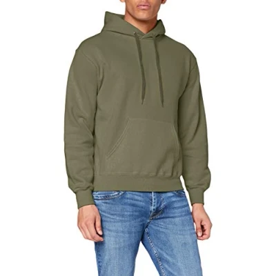 Image of FRUIT OF THE LOOM Men&#039;s Classic Hooded Sweat, Olive, XL UK