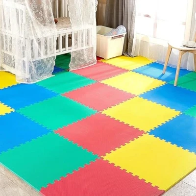 Image of Interlocking EVA Foam Floor Mats 60x60cm Soft Exercise Tiles for Gym, Home, Garage, Yoga, Kids Playroom Protective, Non Slip Puzzle Workouts &amp; Weights (Multicolor, 36 (144sq.ft))