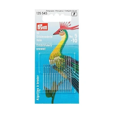 Image of Prym Embroidery Crewel Needles with Golden Eye, Metal, Silver/Gold, 10.9 x 4.9 0.02 cm