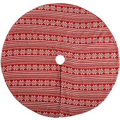 Image of WeRChristmas Fairisle Snowflake Christmas Tree Skirt Decoration, 122 cm Large, Red/White