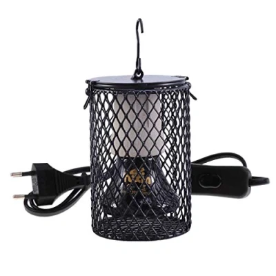 Image of POFET Reptiles Ceramic Heating Lamp with Guard, Heater Lighting Infrared Reptile Heat Light Bulb Holder Anti Hot Bracket Guard Cage for Tortoise/Lizard/Snake/Bearded Dragon 75W