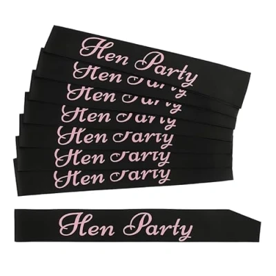 Image of GrassVillage 15 Pcs Black Hen Party Sashes For Wedding Ladies Night Out Fancy Dress Accessory