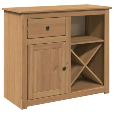 Image of vidaXL Sideboard with Drawer Side Cabinet Cupboard Solid Pine Wood Storage Unit for Kitchen, Living Room, Bedroom, Dining Room Farmhouse Style Honey Finish, 93x40x80 cm