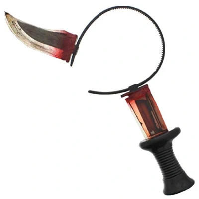 Image of Zac&#039;s Alter Ego Halloween Blood Filled Knife Through Head Headband