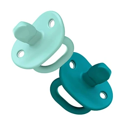 Image of Boon Jewl Silicone Orthodontic Pacifier Baby with Soothing Gem Shaped Nipple Comfortable Newborn Pacifiers Support Natural Oral Muscular Development Blue 2 Count 3 6 Months