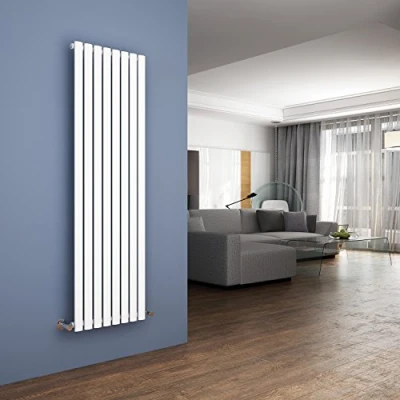 Image of ELEGANT 1600 x 480mm Vertical Column Radiator White Oval Single Panel Designer Heater