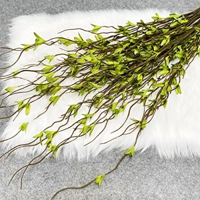 Image of baijiexun 6pcs Artificial Willow Branches for Tall Vase 44Inch Fake Greenery Stems Flowers Plants Vases Home Wedding Decor