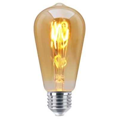 Image of Long Life Lamp Company Edison Classics 2w Vintage LED Filament Bulb Teardrop Spiral ST58 Smoke Gold Glass E27 Screw